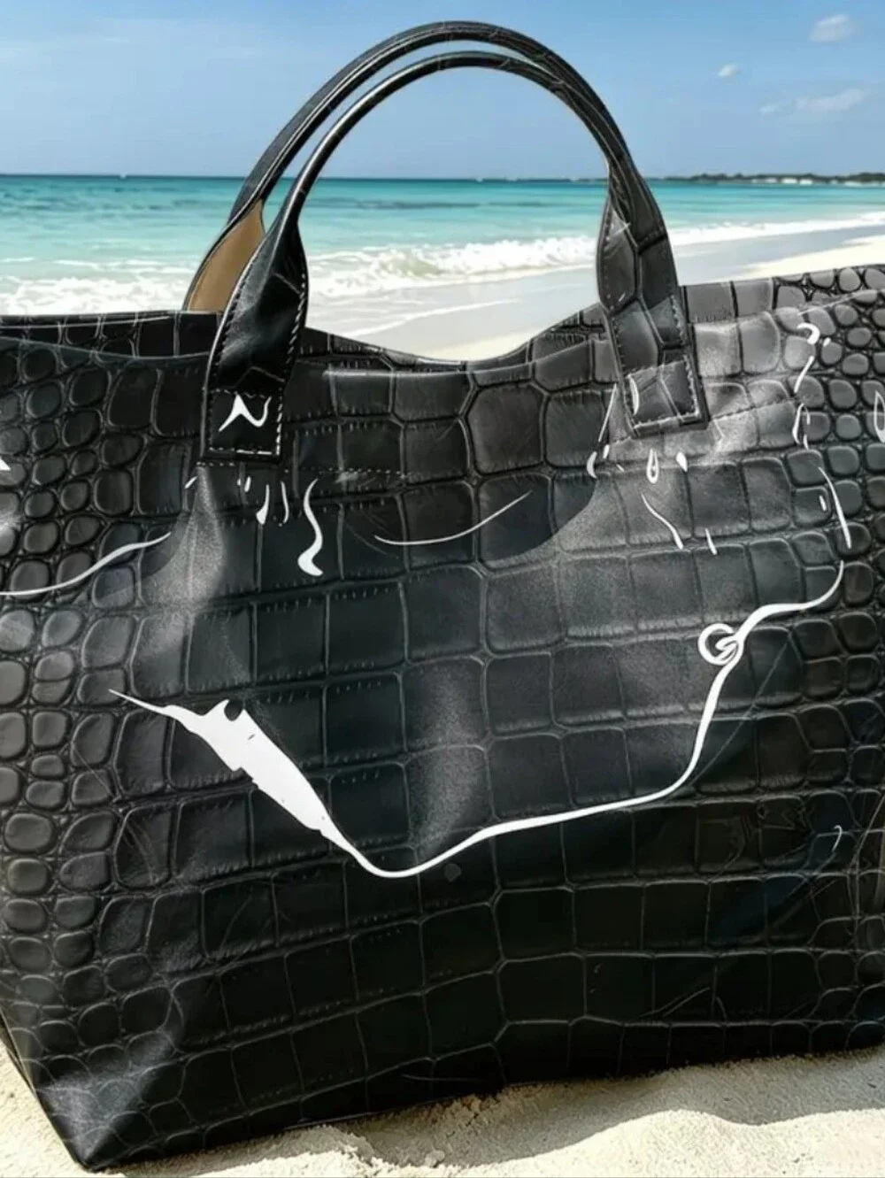 Women Crocodile Look PVC Tote Inner Linning - Picture 2 of 2
